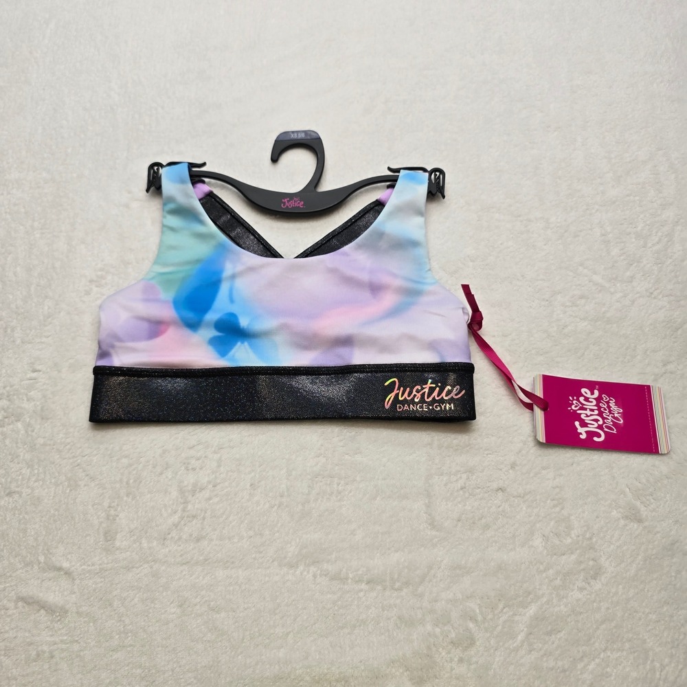 Justice Dance Gym Butterfly‎ Cloud Dye Sports Bra XS 5/6 NWT
